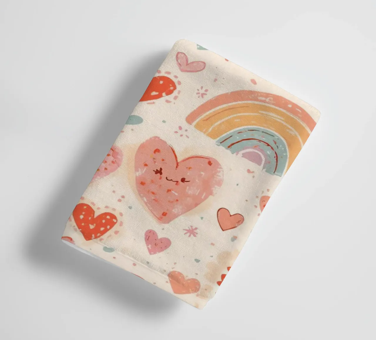 Süßes Kinderzimmer Herzen und Regenbögen Muster Handtuch von DesignDoodle