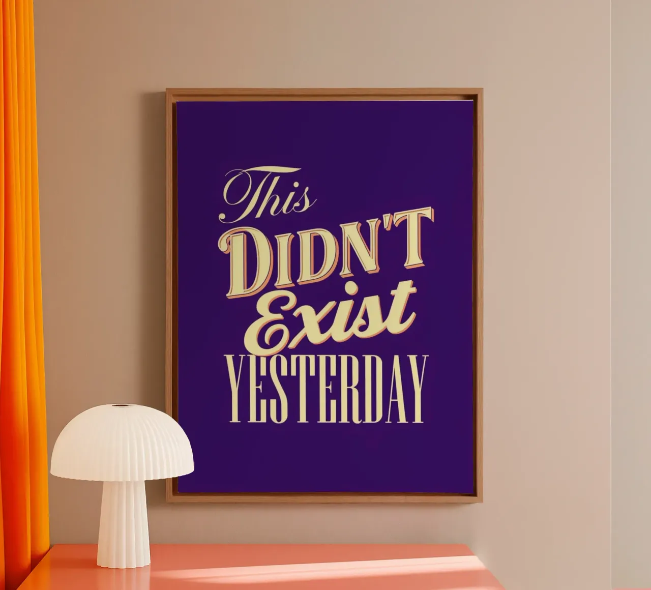 This Didn't Exist Yesterday - Motiverende & Inspirerende Quo canvas met Baklijst van inspirational quote