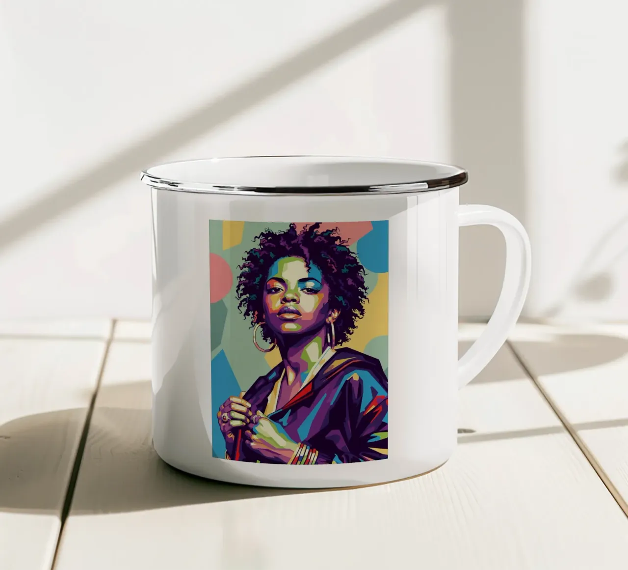 Lauryn Hill pop art retro tazza in smalto da Hantamrata