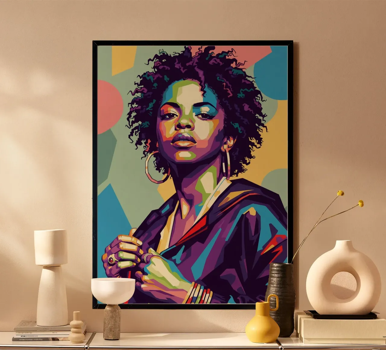 Lauryn Hill pop art retro poster con telaio in alluminio da Hantamrata