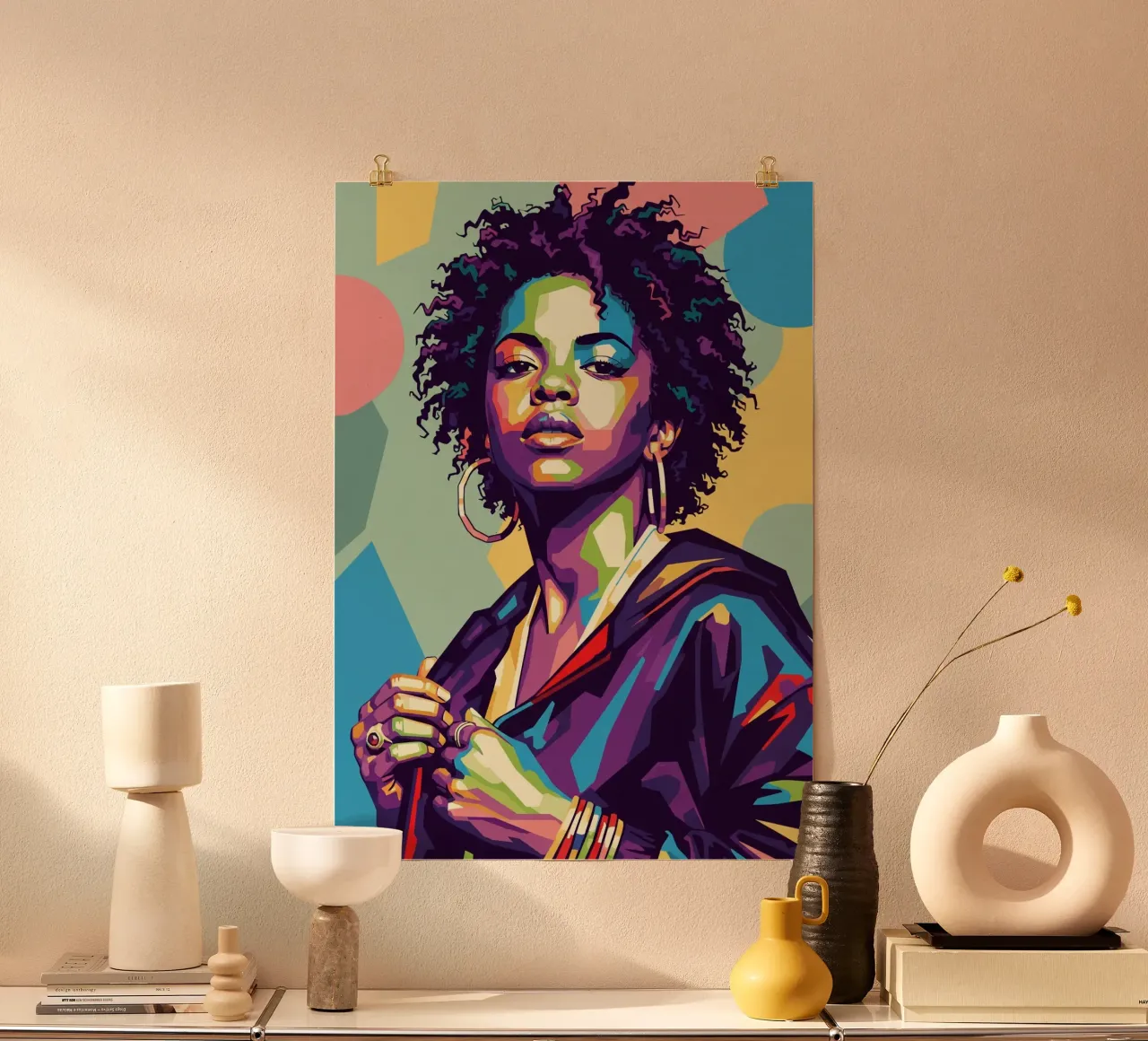 Lauryn Hill pop art retro poster con telaio in alluminio da Hantamrata