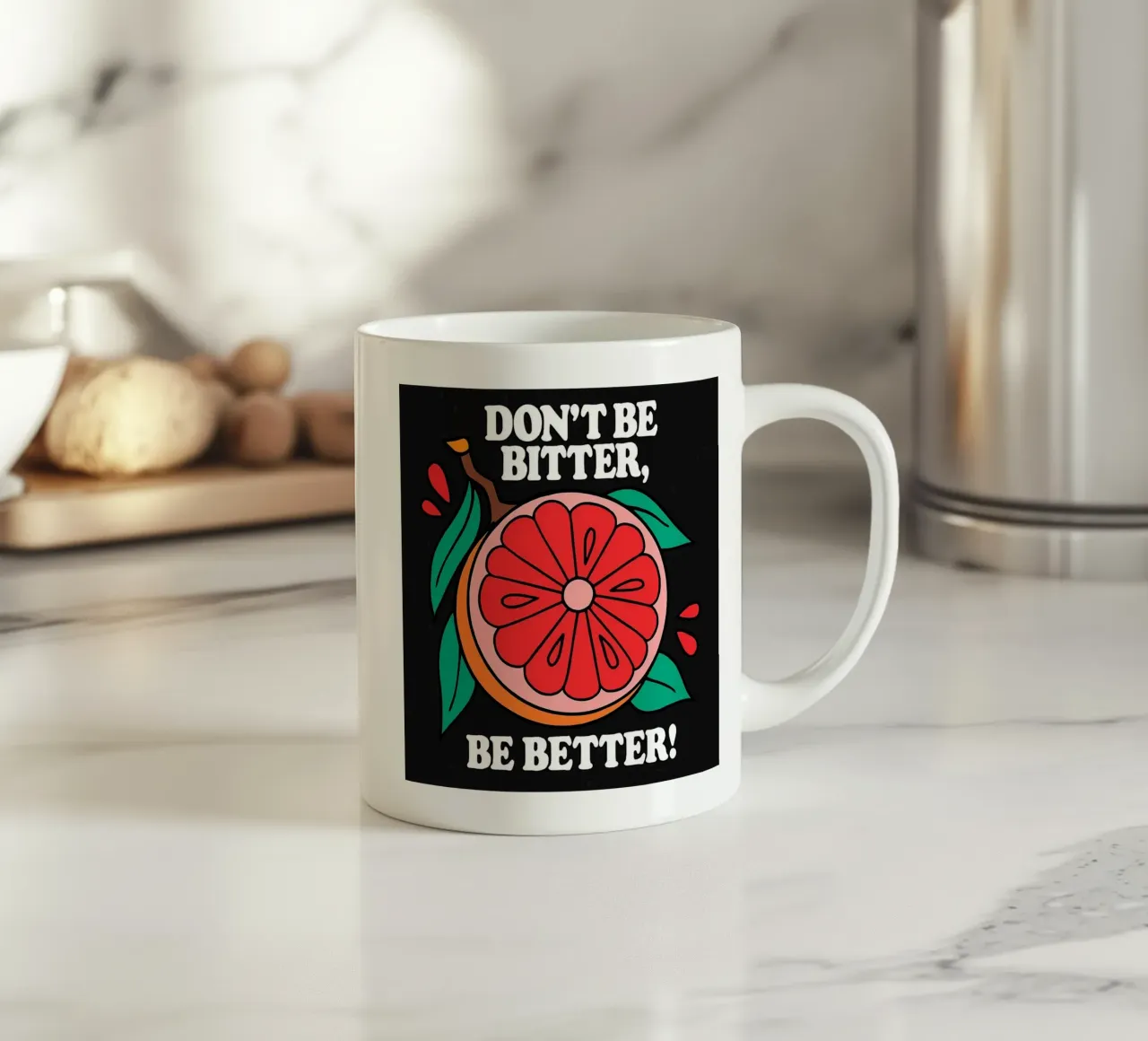Non essere amaro, sii migliore - Retro Grapefruit Positive Vibe tazza in ceramica da inspirational quote