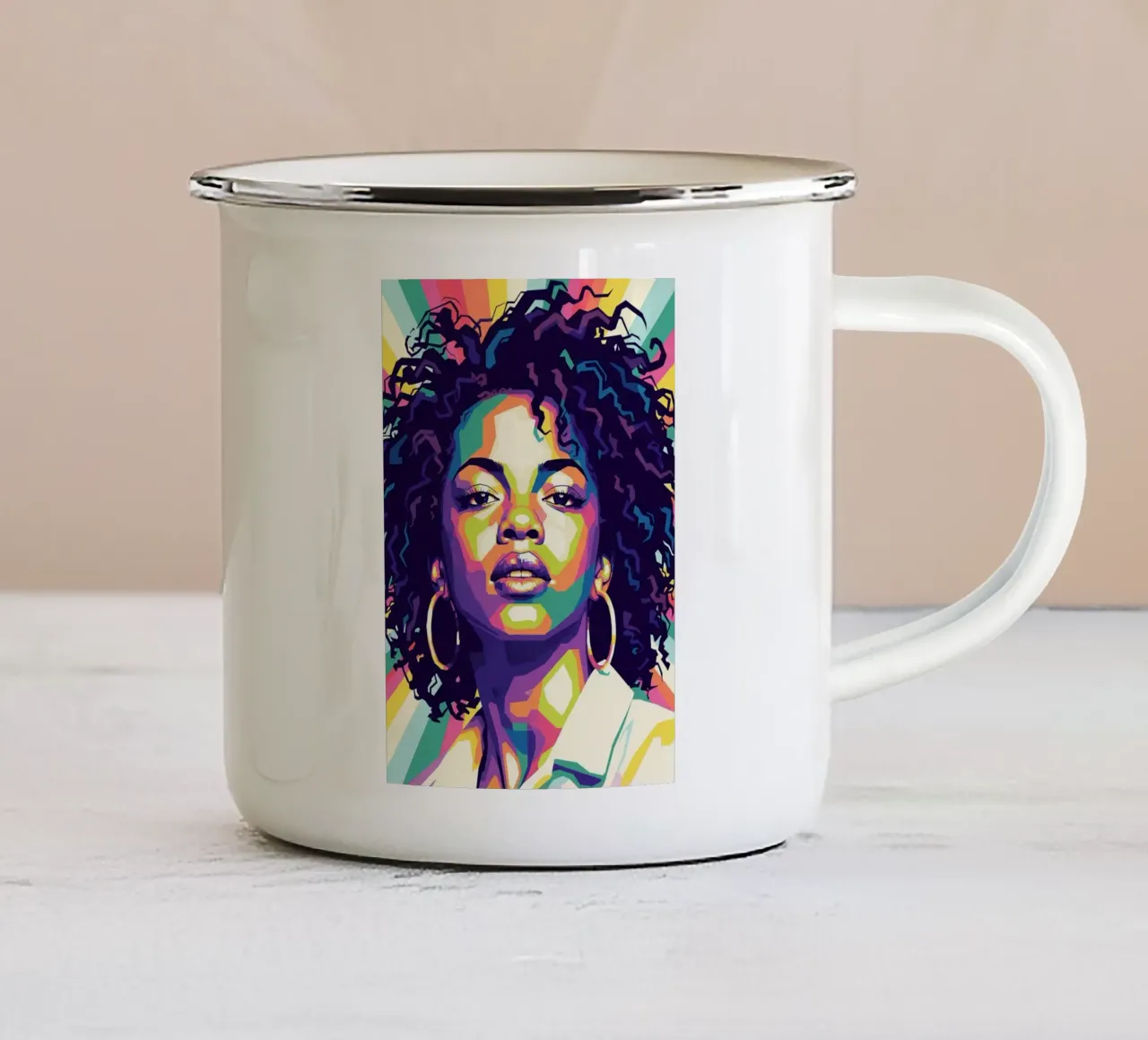 Lauryn Hill pop art tazza in smalto da Hantamrata