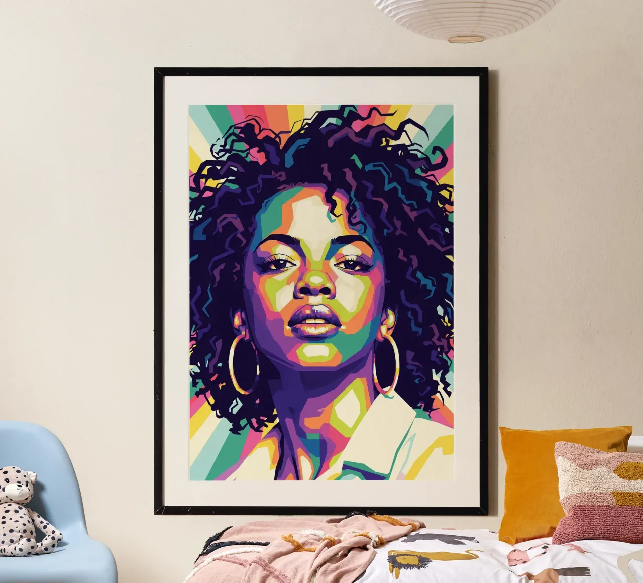 Lauryn Hill pop art poster con telaio in legno da Hantamrata