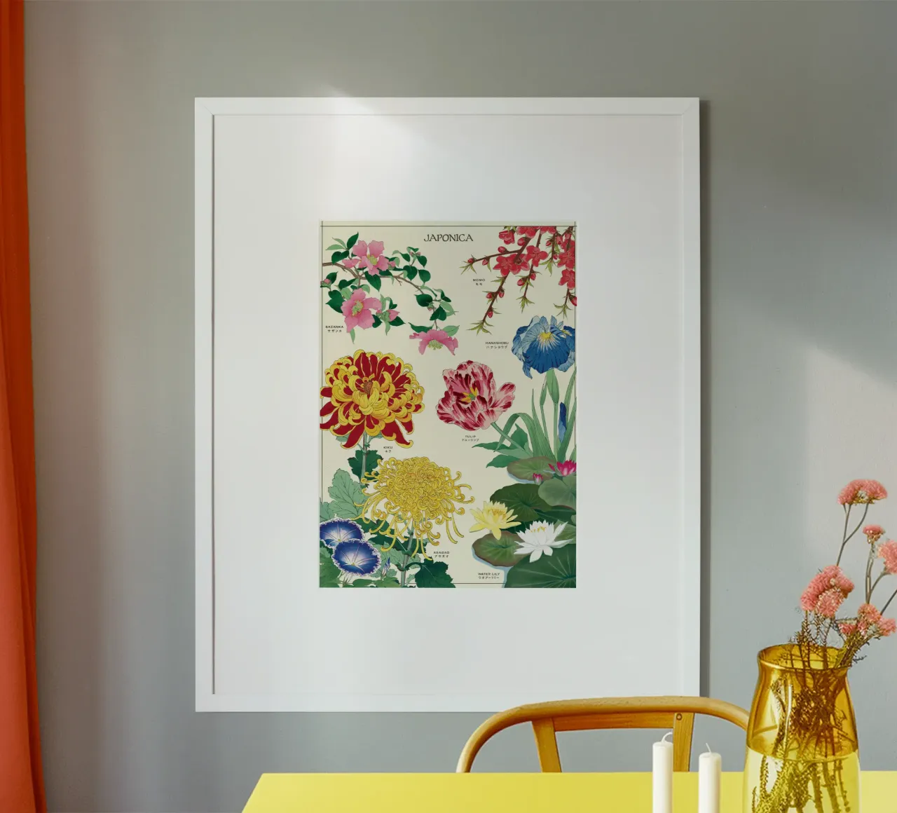 Arte murale con fiori botanici di Japonica vintage poster da Graham Robertson