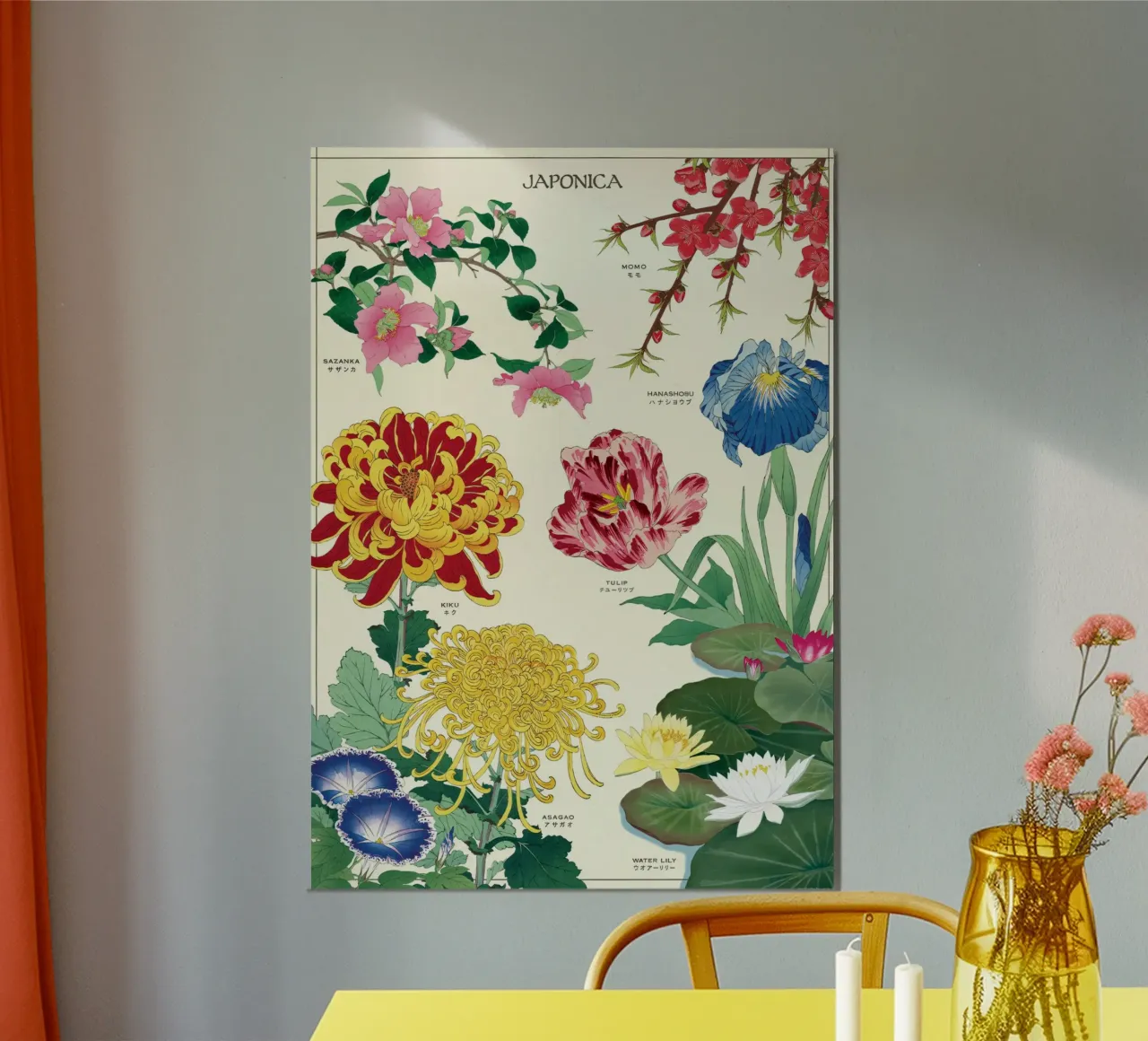 Arte murale con fiori botanici di Japonica vintage poster da Graham Robertson