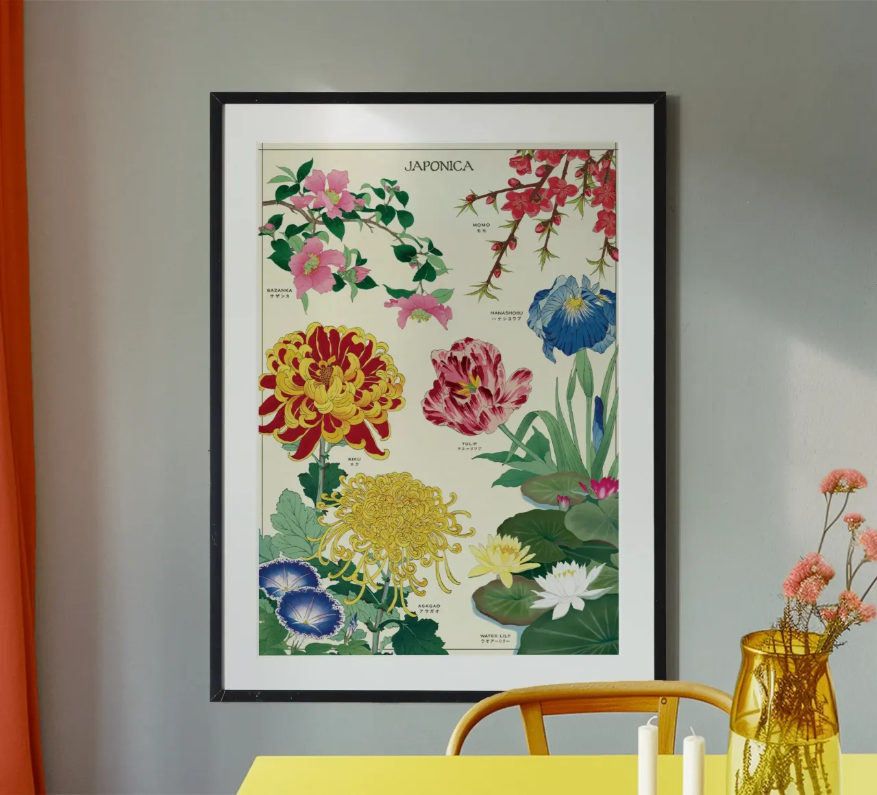 Arte murale con fiori botanici di Japonica vintage poster da Graham Robertson
