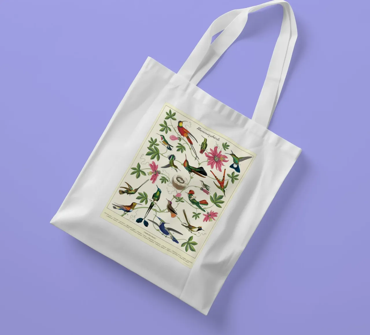 Vintage Botanical Hummingbirds Wall Art tote bag by Graham Robertson
