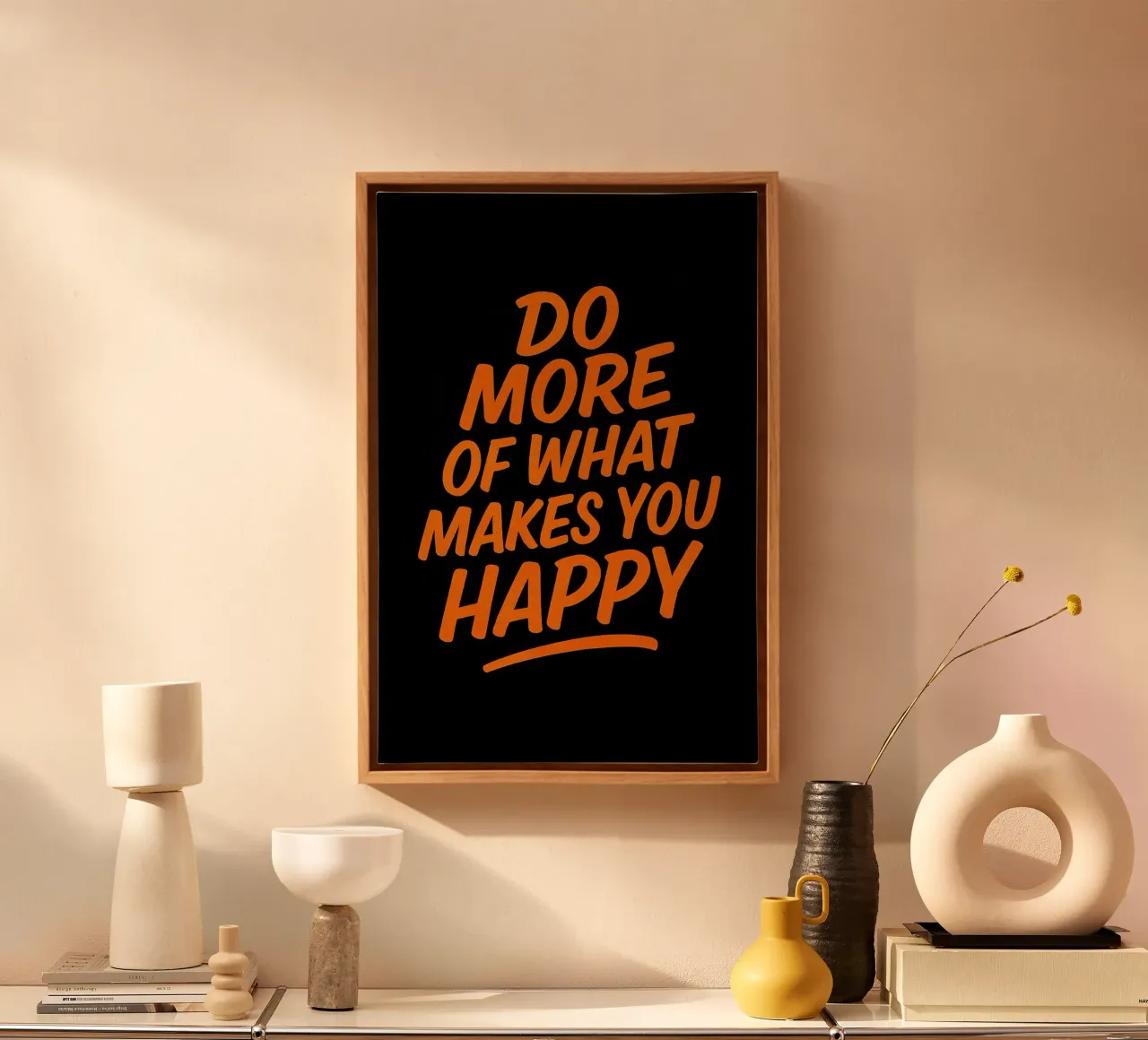 Doe meer van wat je gelukkig maakt - Inspirerende Quote Muur A canvas met Baklijst van inspirational quote