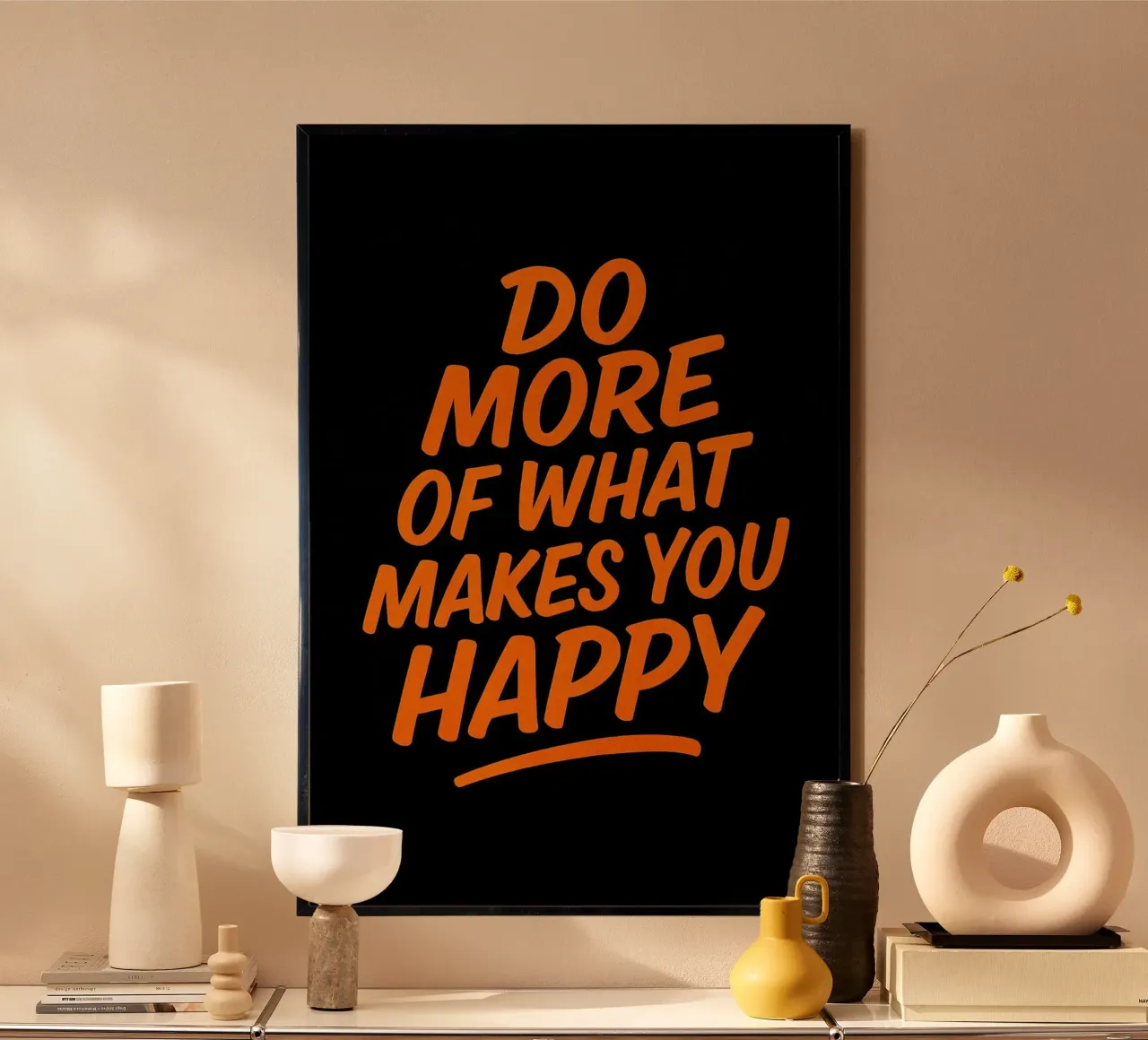Fai di più di ciò che ti rende felice - Citazione ispirata da parete A poster con telaio in legno da inspirational quote