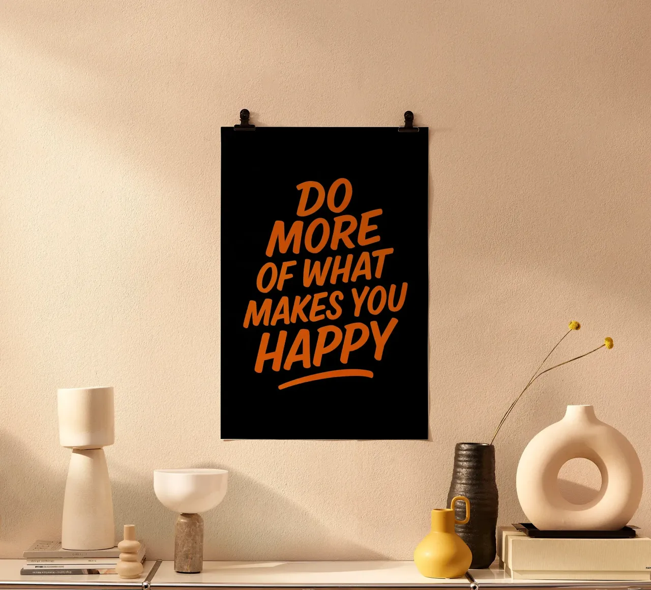 Fai di più di ciò che ti rende felice - Citazione ispirata da parete A poster con telaio in legno da inspirational quote