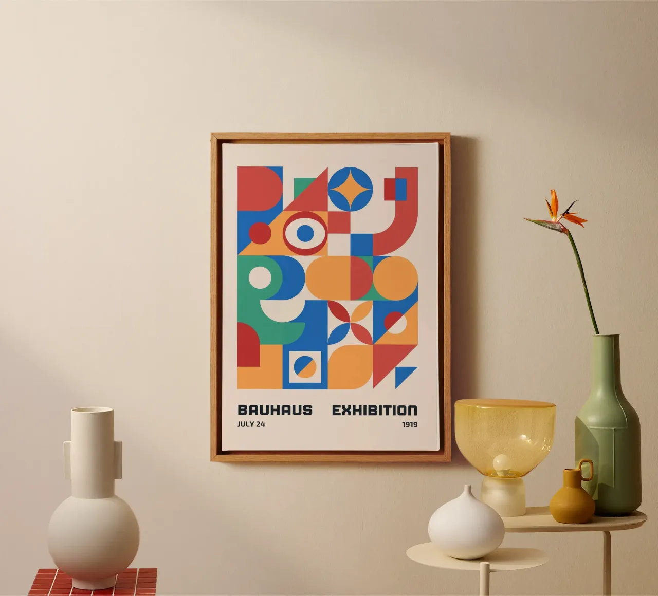 Geometrische abstracte muurkunst canvas met Baklijst van Craig Harris