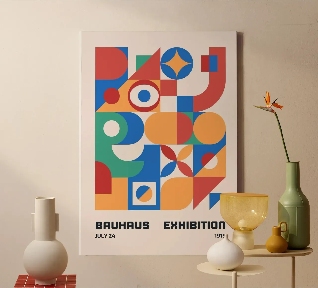 Geometrische abstracte muurkunst canvas met Baklijst van Craig Harris