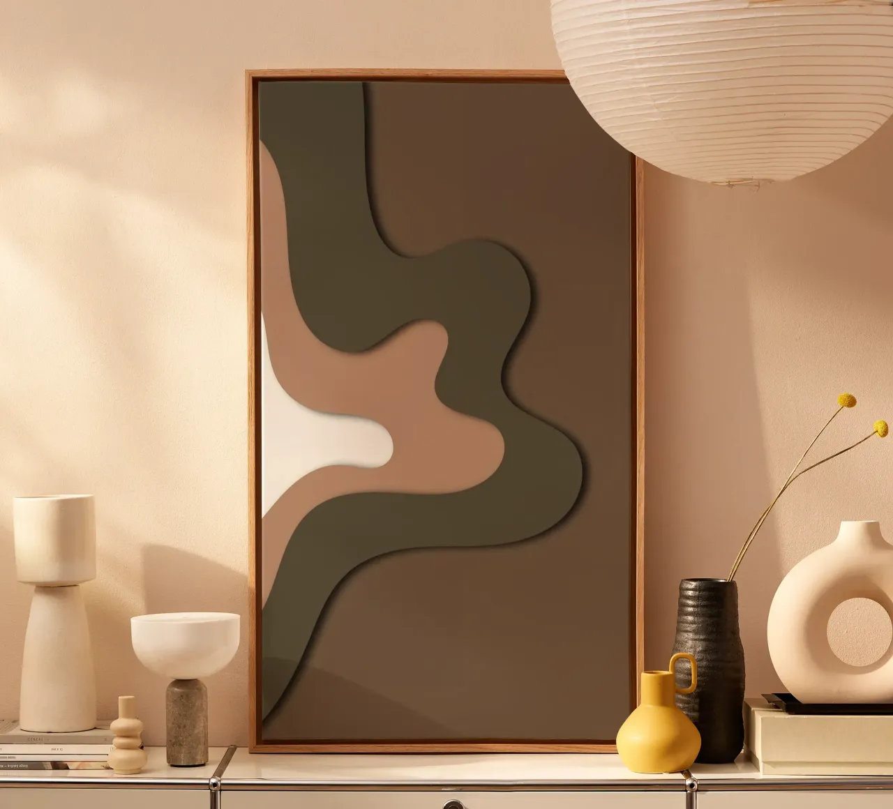 curve line brown shape tela con Cornice a cassetta da sophiaz