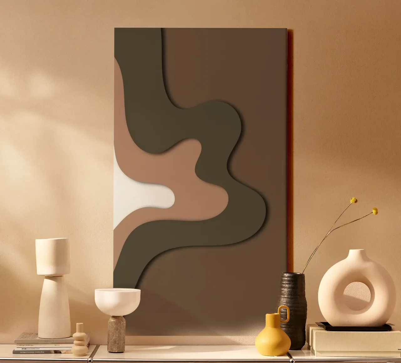 curve line brown shape tela con Cornice a cassetta da sophiaz