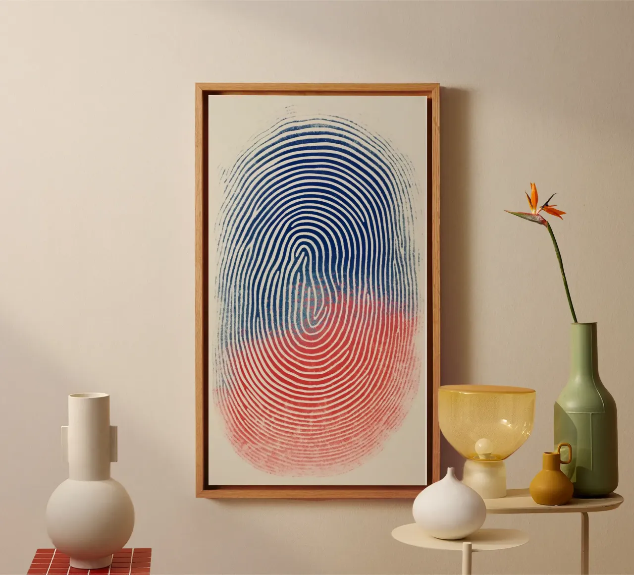 gradient finger print Leinwand mit Schattenfugenrahmen von sophiaz