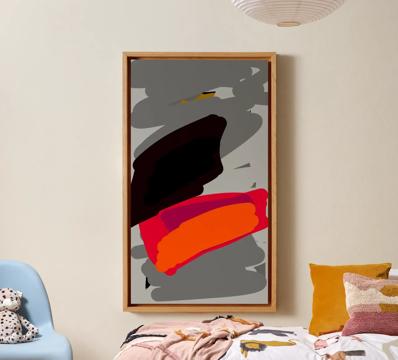water art line grey tela con Cornice a cassetta da sophiaz