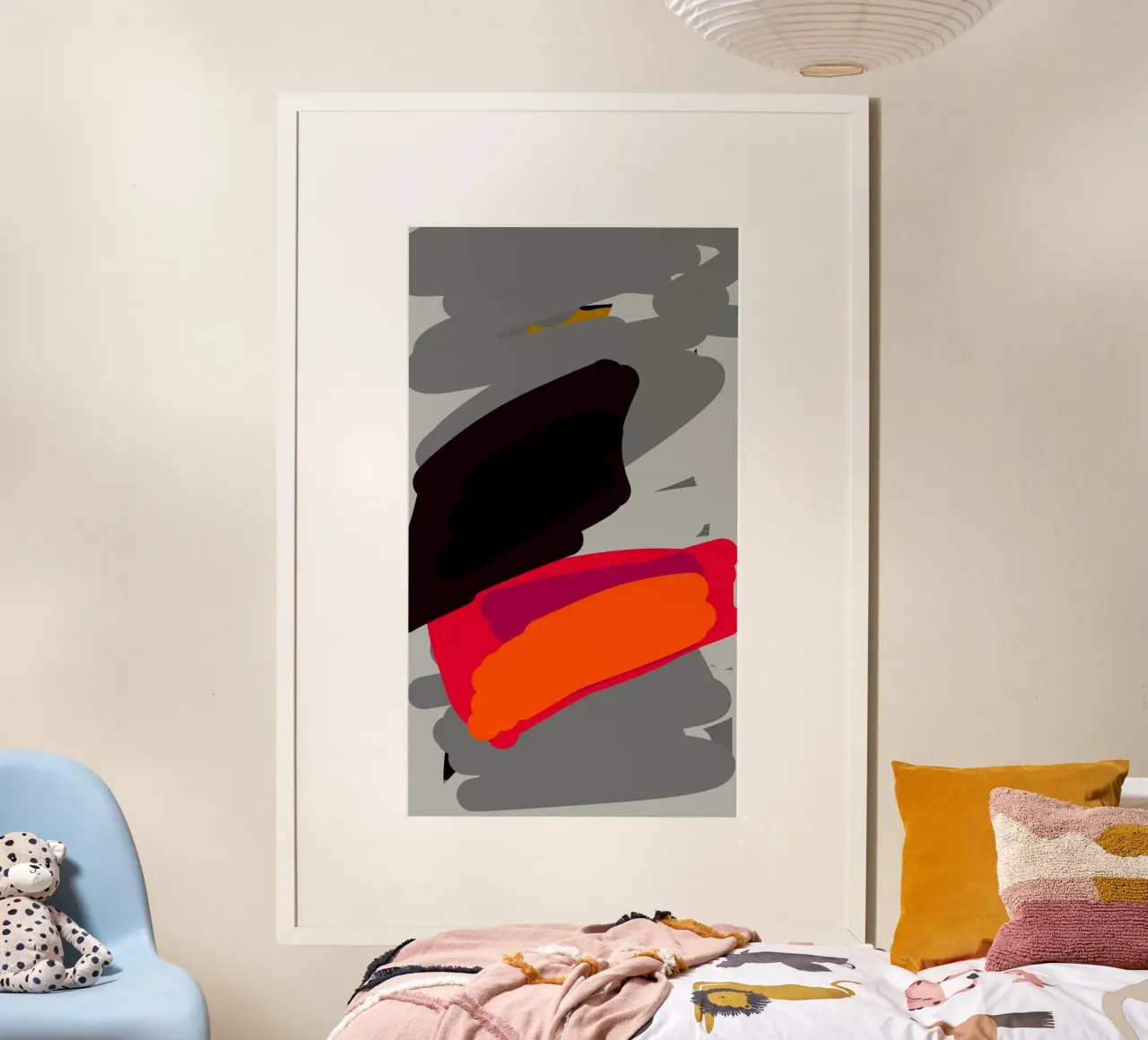 water art line grey poster con telaio in plastica da sophiaz