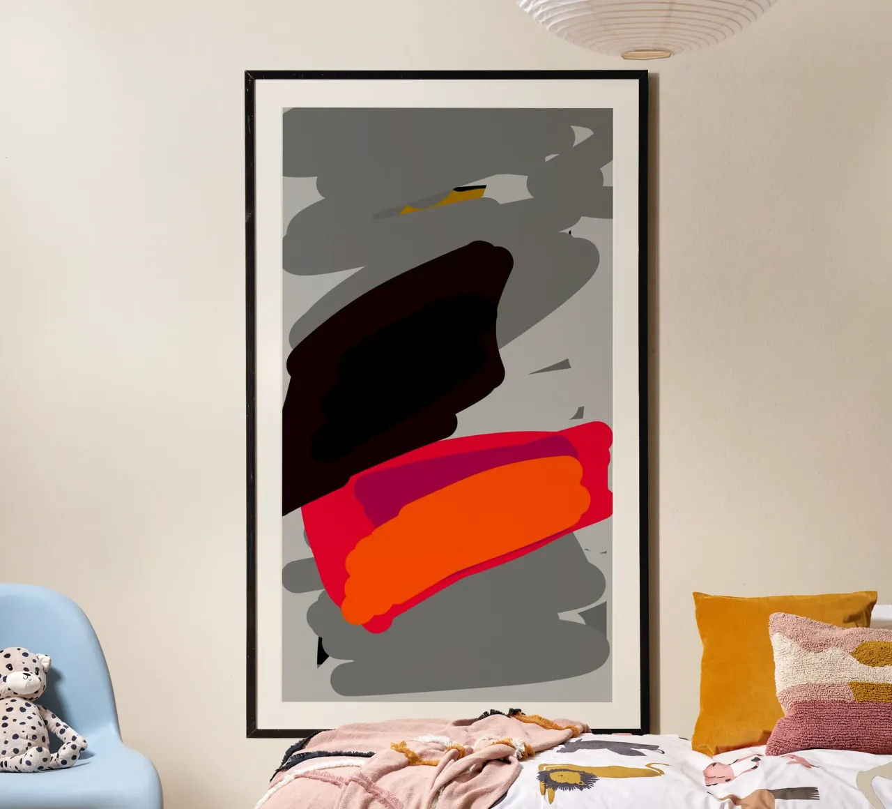 water art line grey poster con telaio in plastica da sophiaz