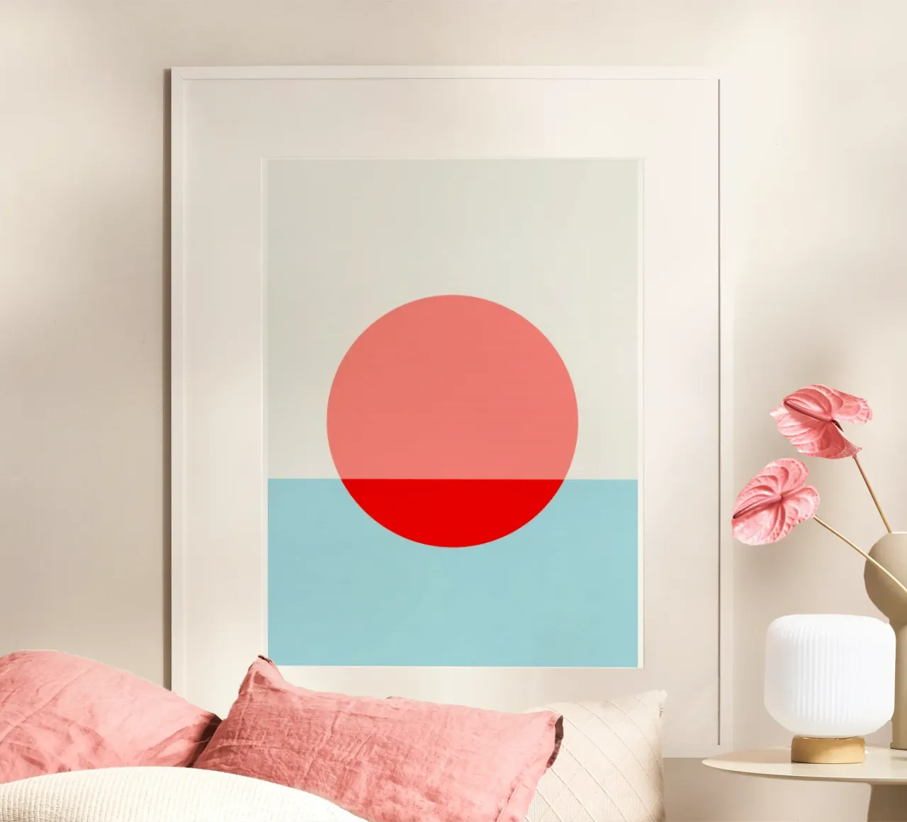 sunset minimalist poster con telaio in plastica da mardaven