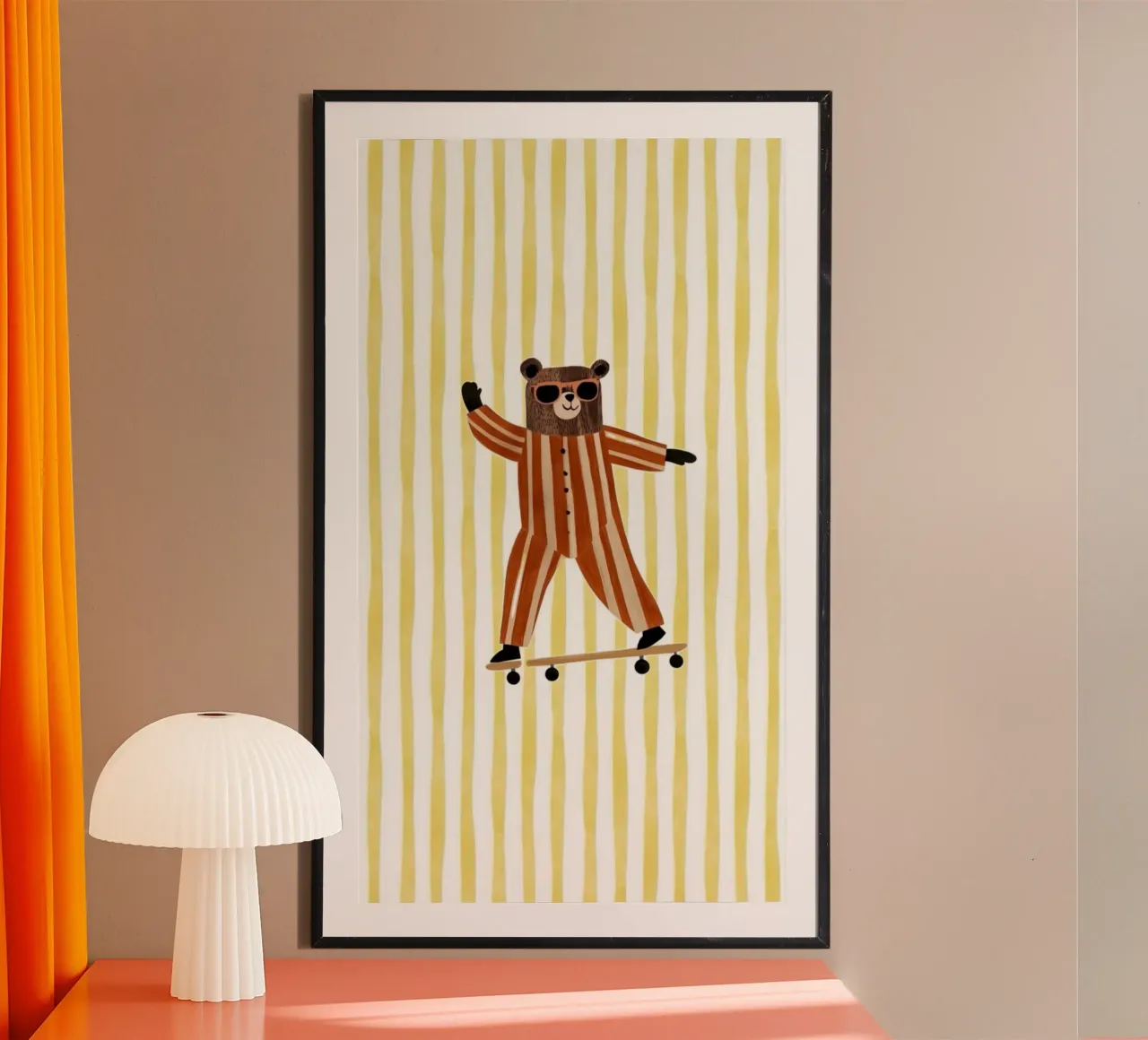 animal skating poster con telaio in legno da mardaven
