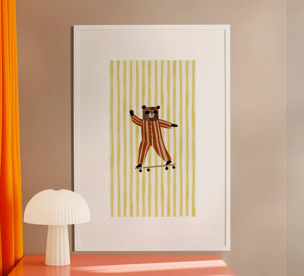 animal skating poster con telaio in legno da mardaven
