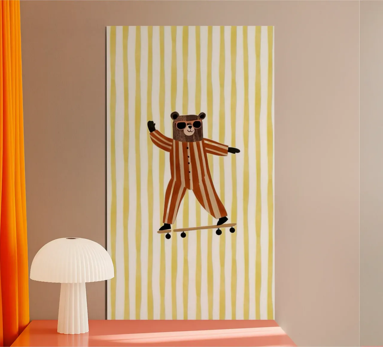 animal skating poster con telaio in legno da mardaven