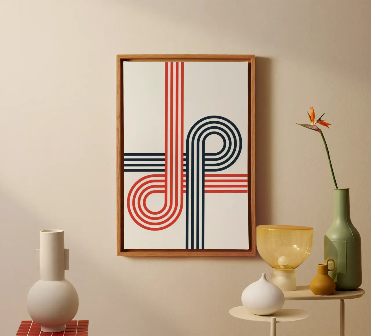minimalist line parallel canvas met Baklijst van mardaven