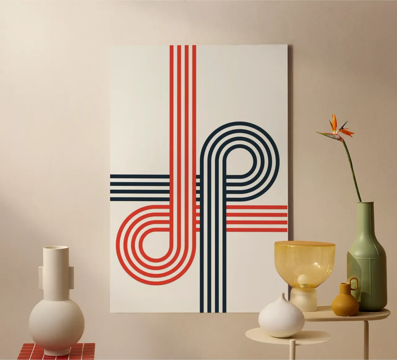 minimalist line parallel canvas met Baklijst van mardaven