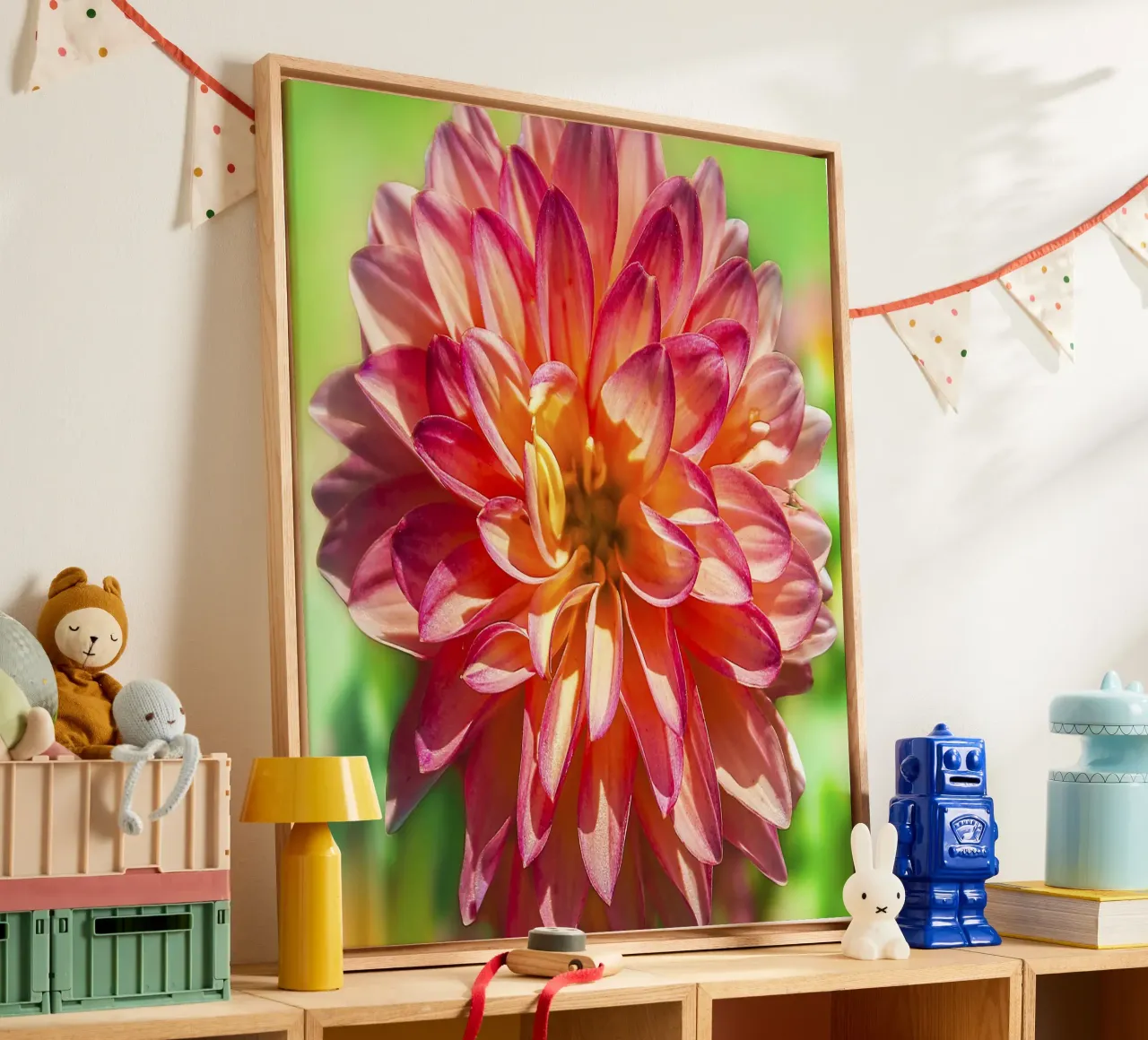 Your Inner Dahlia - Levendige Bloemen Muurkunst Print canvas met Baklijst van jay