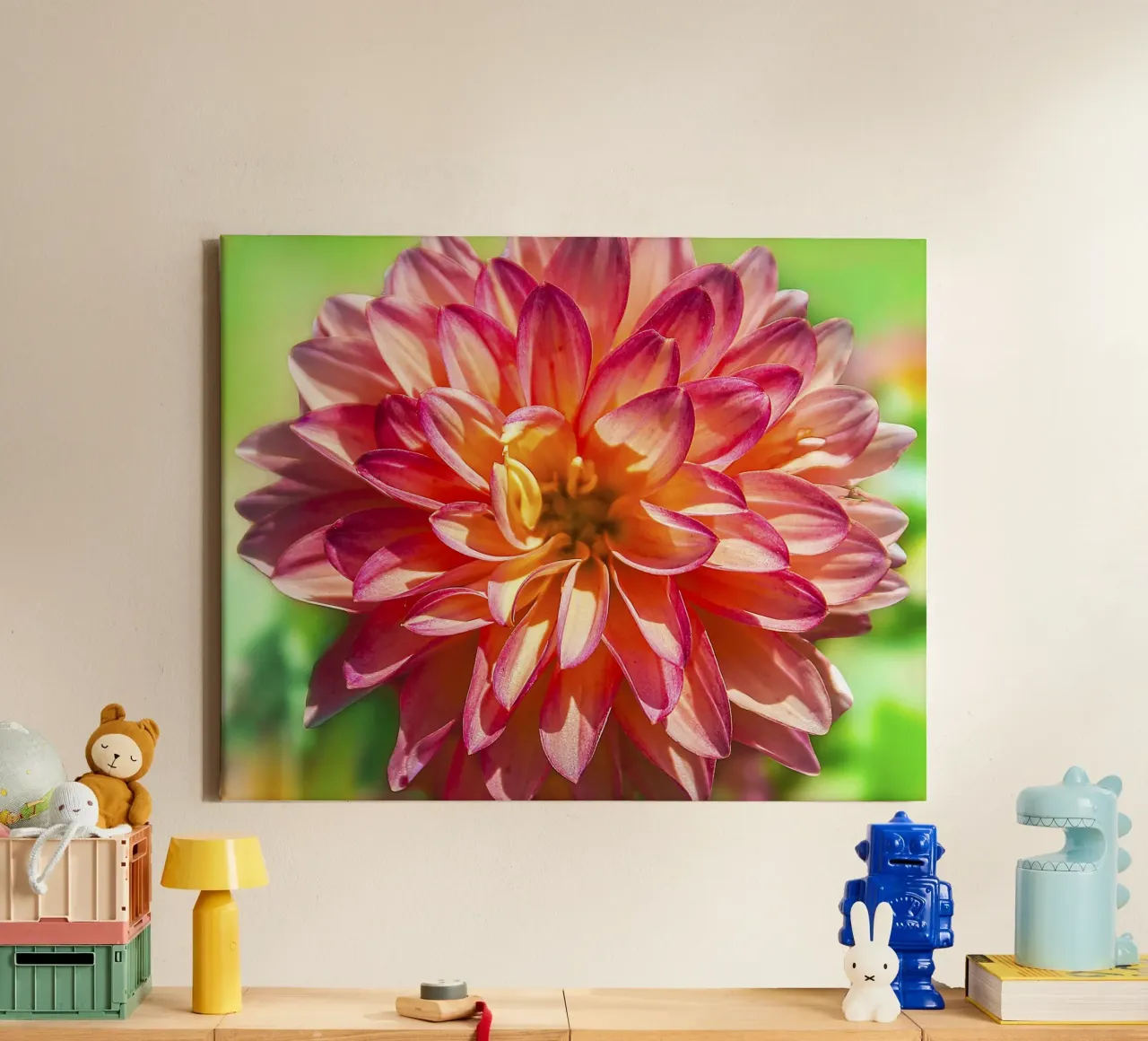 Your Inner Dahlia - Levendige Bloemen Muurkunst Print canvas met Baklijst van jay