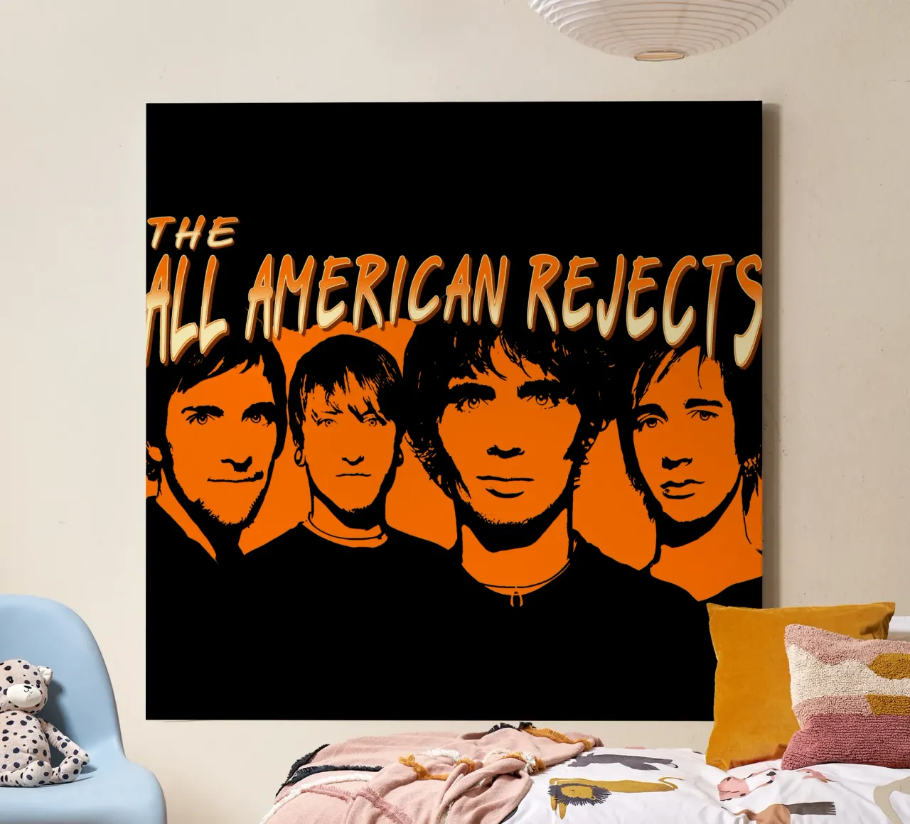 Silhouet Gezicht The All American Rejects canvas met Baklijst van itzmyui