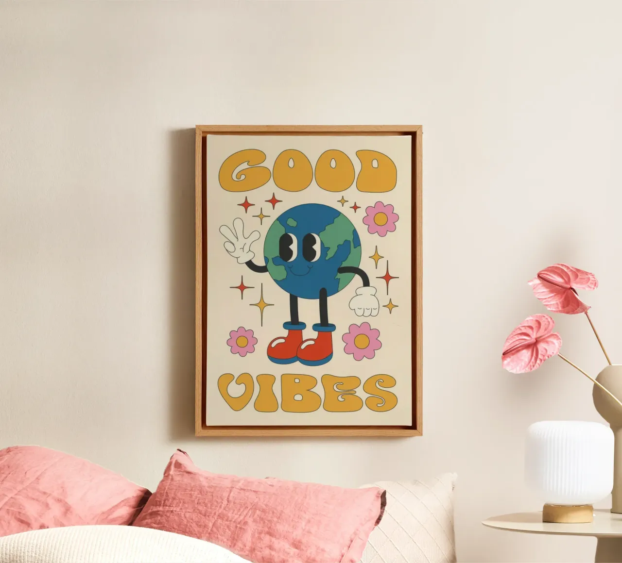Good Vibes Planet canvas with Floater frame by Panait Ivascu