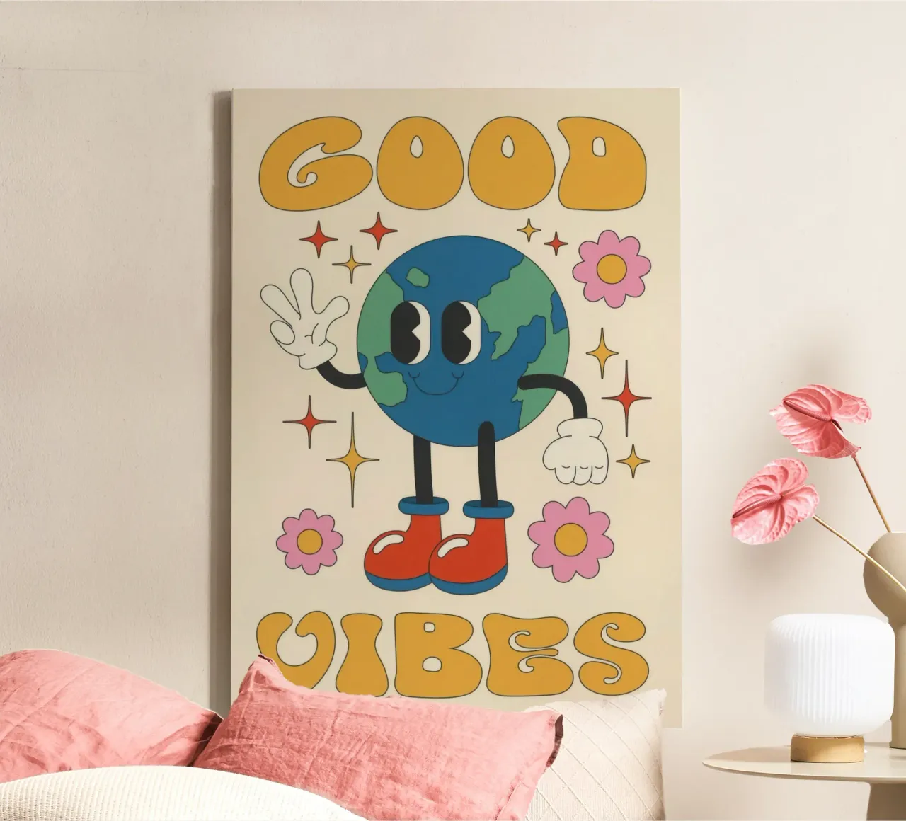 Good Vibes Planet canvas with Floater frame by Panait Ivascu