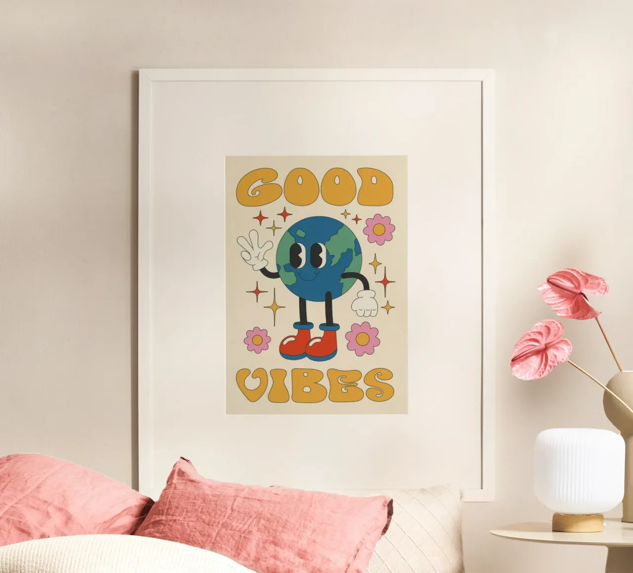 Pianeta Good Vibes poster con telaio in alluminio da Panait Ivascu