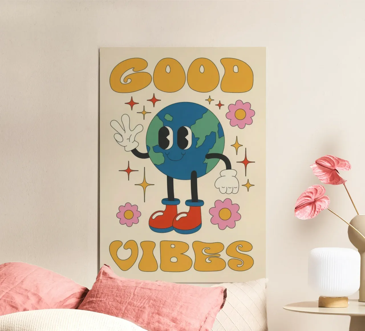 Pianeta Good Vibes poster con telaio in alluminio da Panait Ivascu