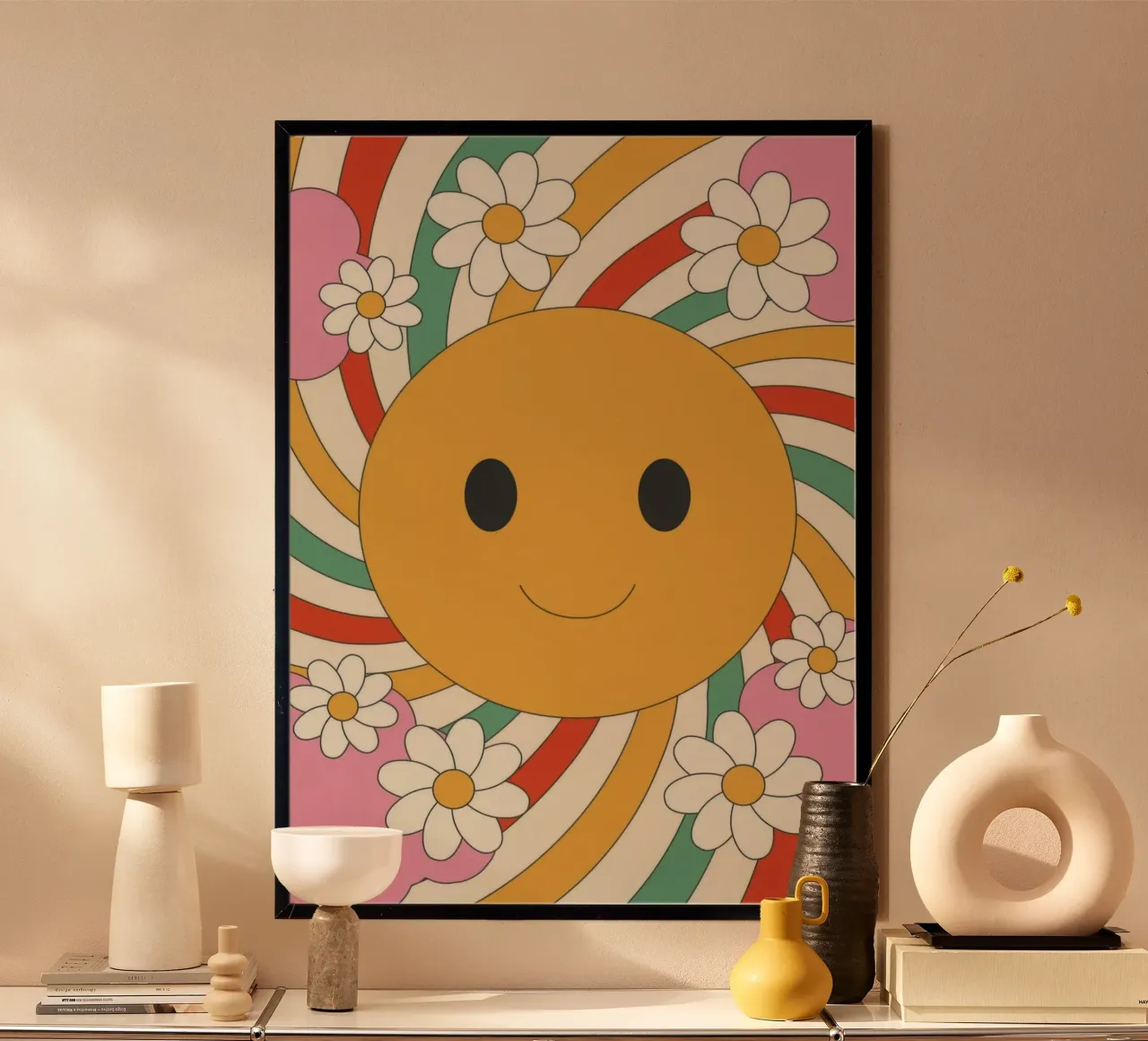 Glückliche Vibes Poster mit Kunststoffrahmen von Panait Ivascu