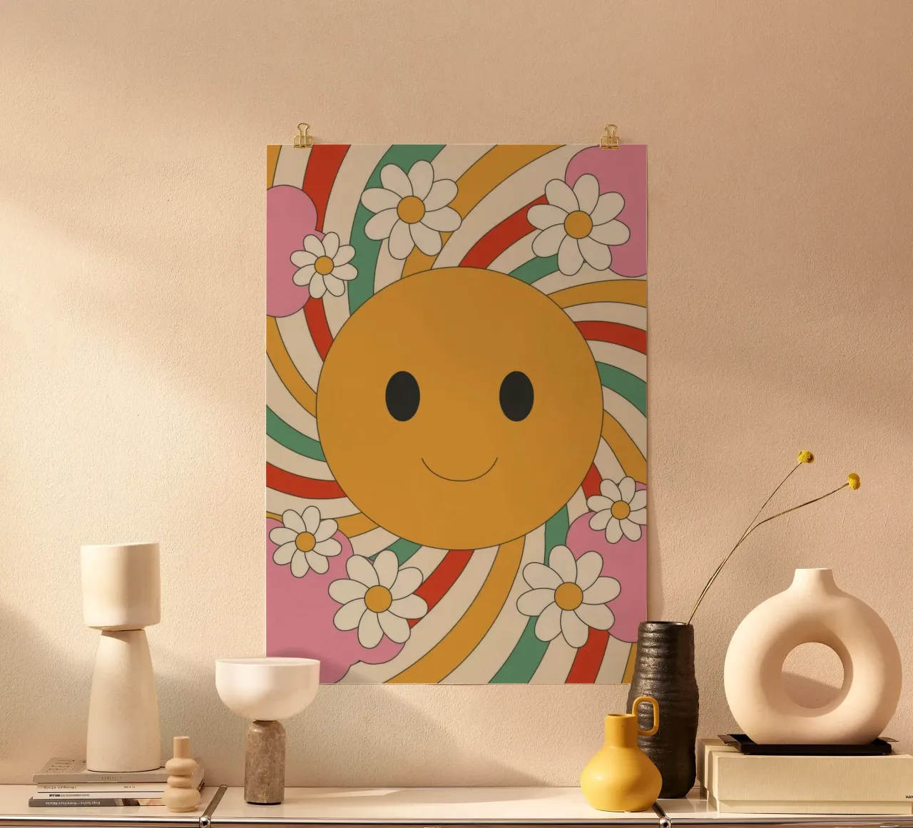 Glückliche Vibes Poster mit Kunststoffrahmen von Panait Ivascu