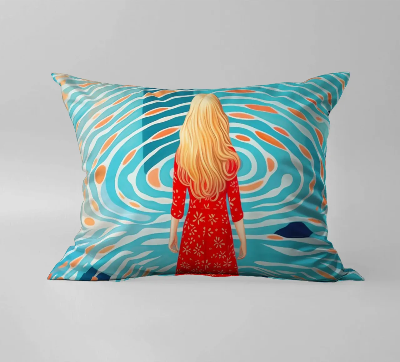 Self-discovery and inner journey by the pool decorative cushion by Autofocus