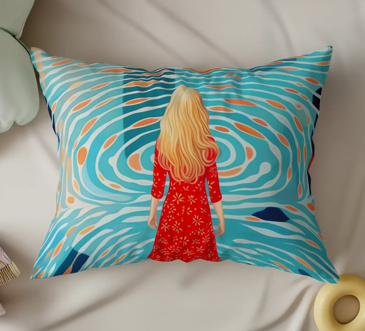 Self-discovery and inner journey by the pool decorative cushion by Autofocus