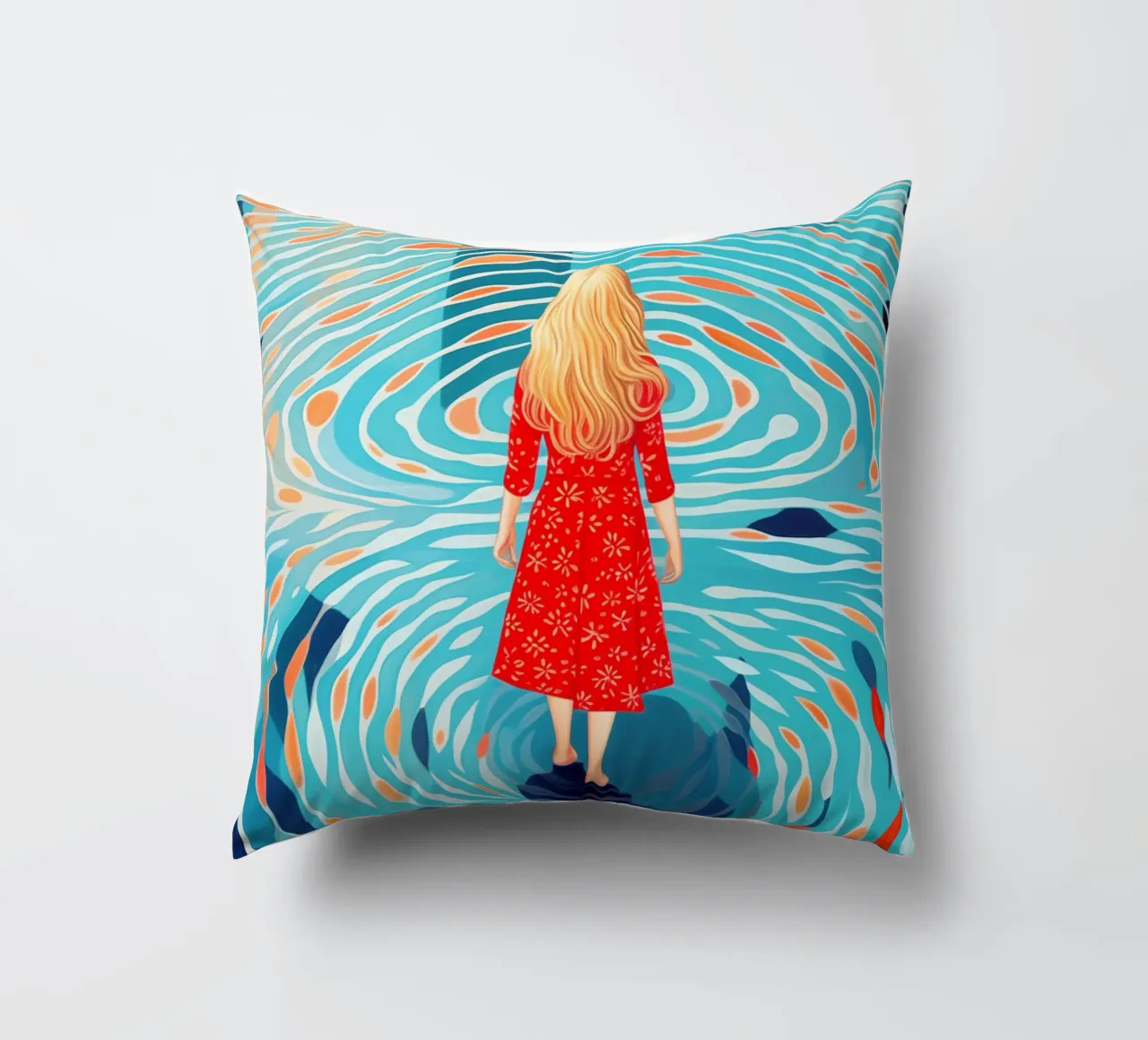 Self-discovery and inner journey by the pool decorative cushion by Autofocus