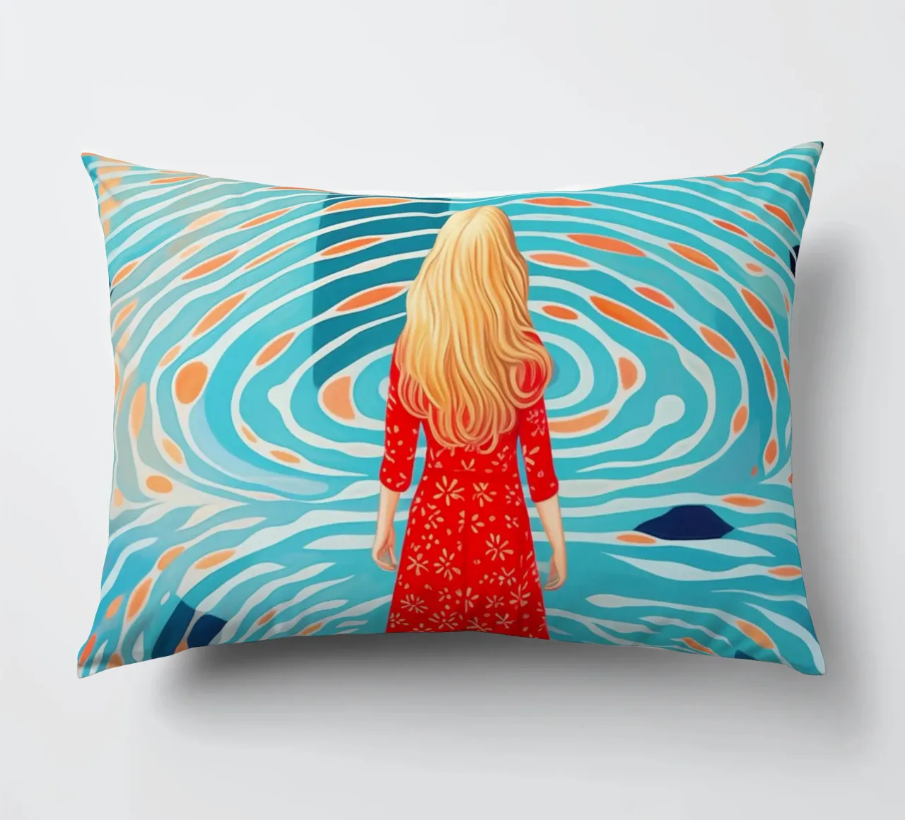 Self-discovery and inner journey by the pool decorative cushion by Autofocus