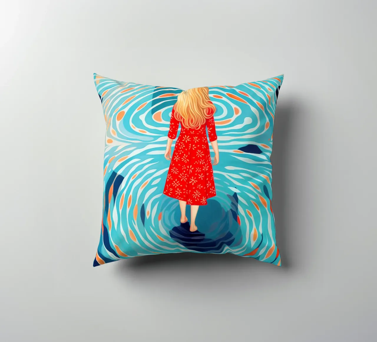 Self-discovery and inner journey by the pool decorative cushion by Autofocus
