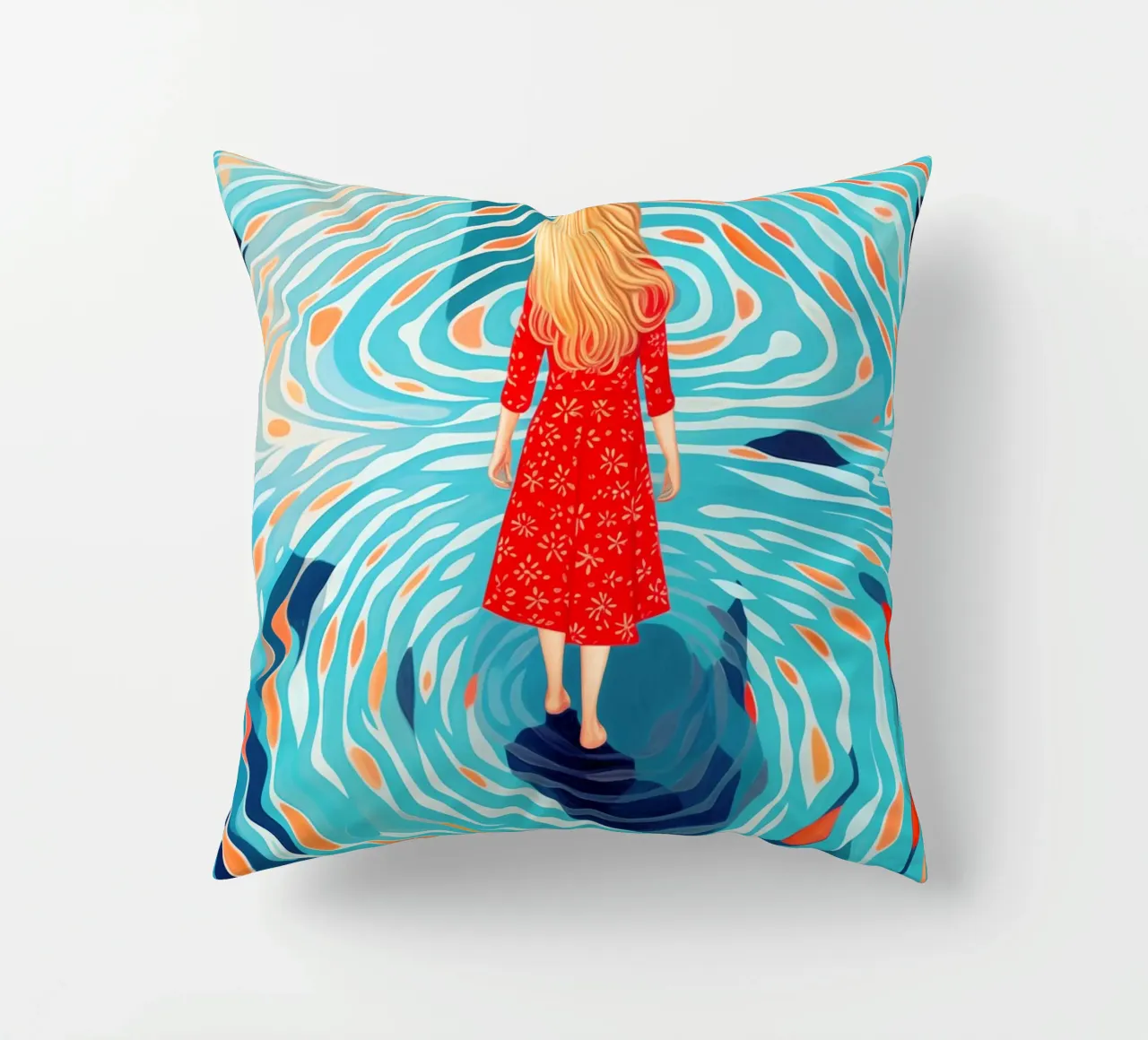 Self-discovery and inner journey by the pool decorative cushion by Autofocus