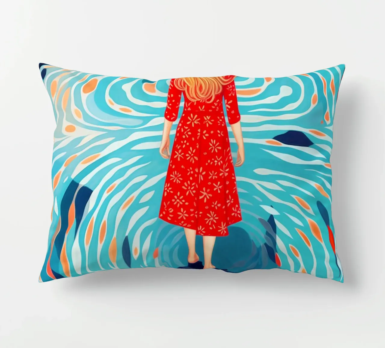 Self-discovery and inner journey by the pool decorative cushion by Autofocus