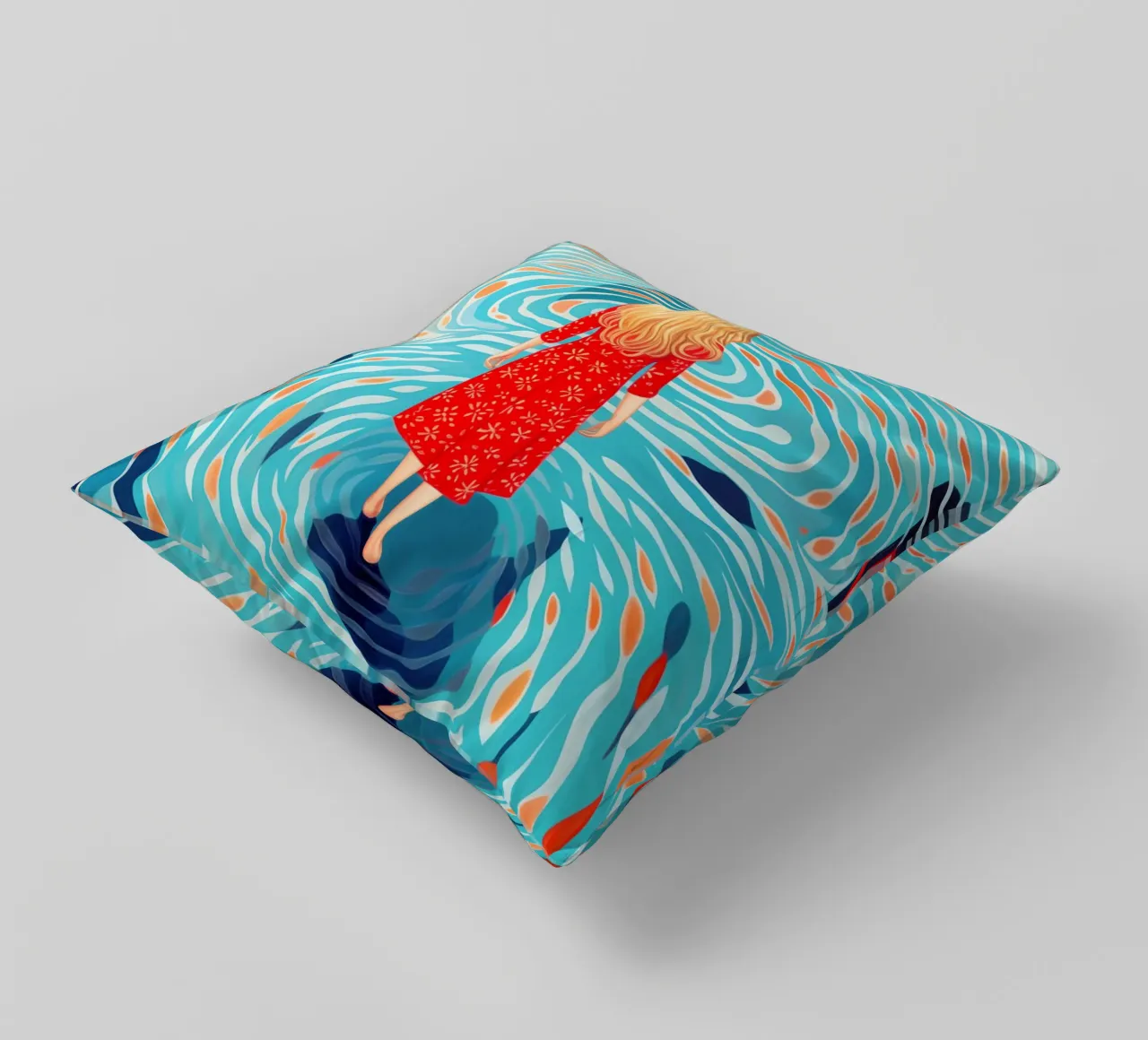Self-discovery and inner journey by the pool decorative cushion by Autofocus