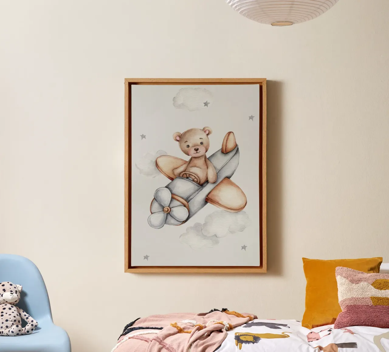 Vliegende Teddy canvas met Baklijst van Panait Ivascu