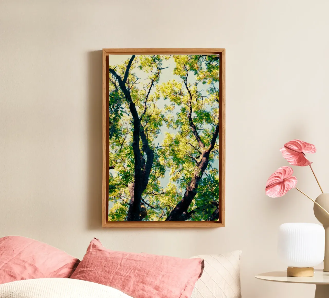 tall tree with yellow leaves canvas with Floater frame by Earthly Visions