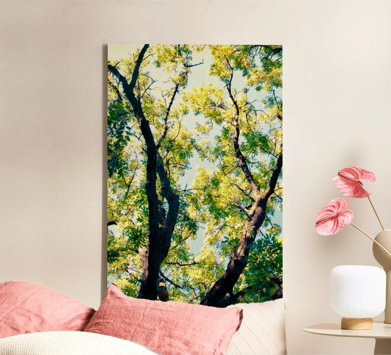 tall tree with yellow leaves canvas with Floater frame by Earthly Visions