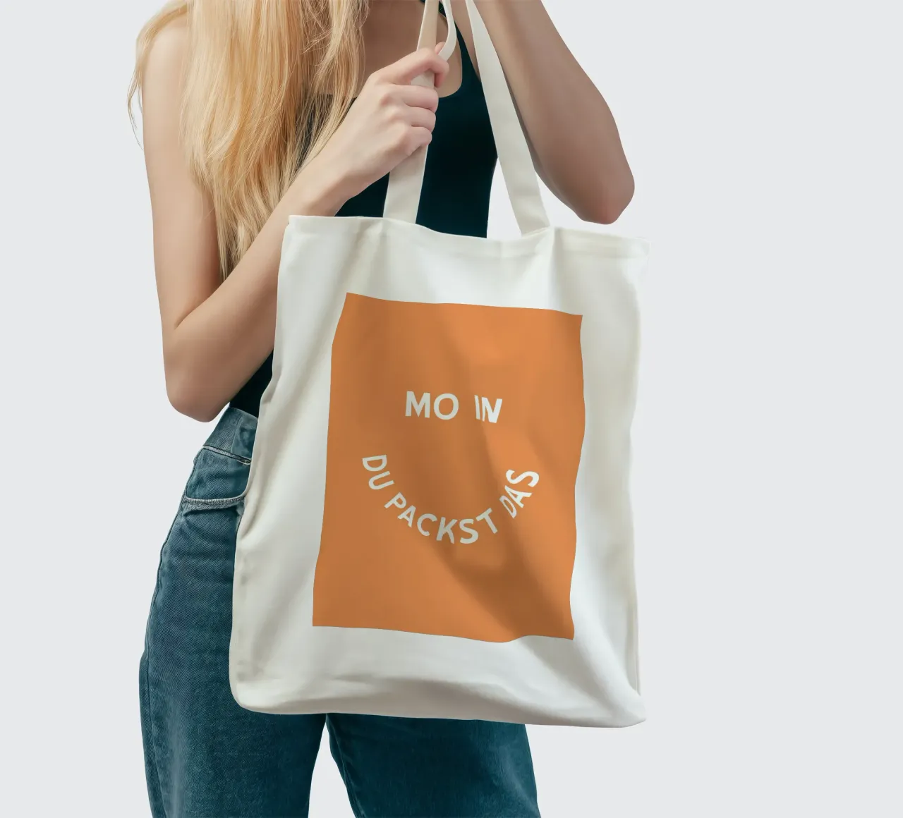 Moin du packst das - Motivation Smiley borsa in juta da pierosvisuals